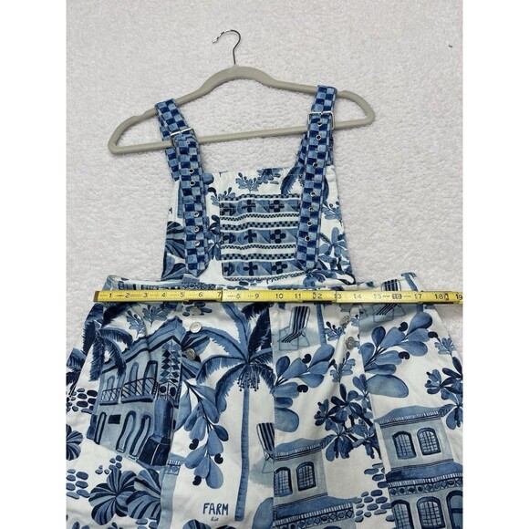Farm Rio Anthropologie Denim Overalls Women Blue Floral Vacay Retro Boho Large - Picture 8 of 16